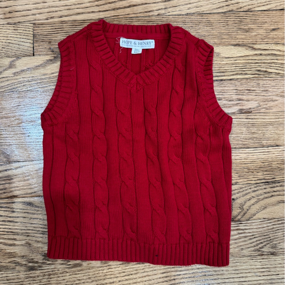 Hope & Henry Red Cable Knit Vest
